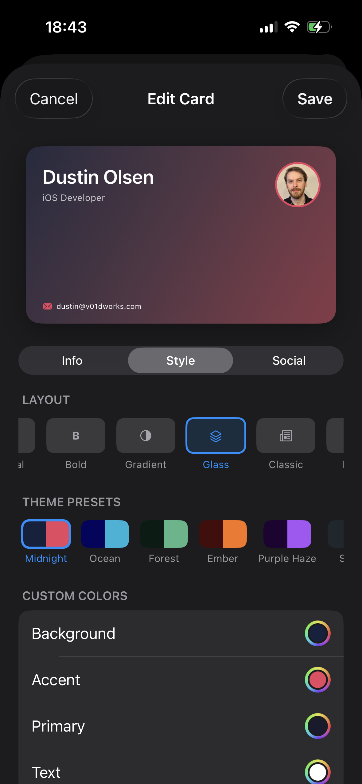 HelloPass app screenshot — editing